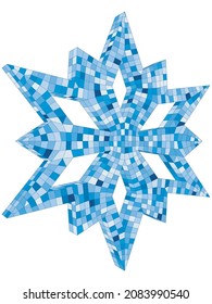 Polygonal snowflake in perspective view. Vector illustration