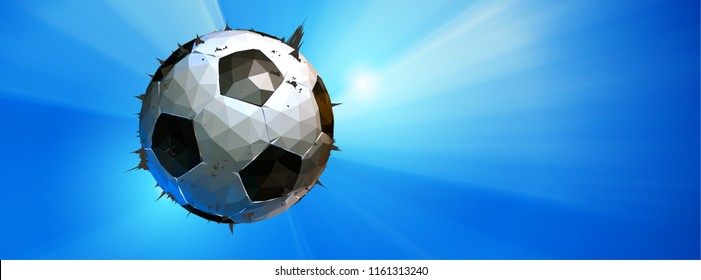 mehrfarbige Fußball- oder Fußball-Impact-Illustration einzeln auf buntem, glänzendem Vektorbanner-Hintergrund mit Leerzeichen für Text