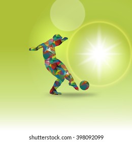 Polygonal Soccer or Football Sport with Shiny Background, Vector geometric illustration