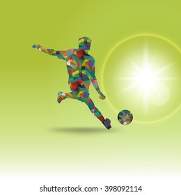Polygonal Soccer or Football Sport with Shiny Background, Vector geometric illustration