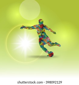 Polygonal Soccer or Football Sport with Shiny Background, Vector geometric illustration