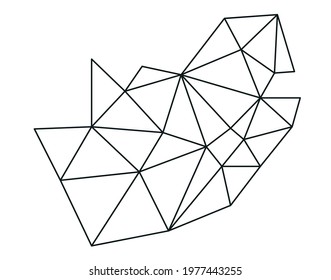 Polygonal South Africa vector world map on white background. Vector illustration.