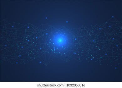 Polygonal Space Background combine with Wave, Connecting Dots and Lines. Smart Link Technologies to deliver high availability connectivity. Abstract network use is in line with business requirements.
