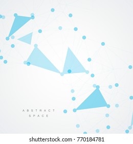 Polygonal space background with connecting dots and lines. Abstract connection structure.