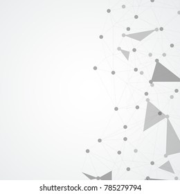 Polygonal space background with connecting dots and lines. Abstract connection structure