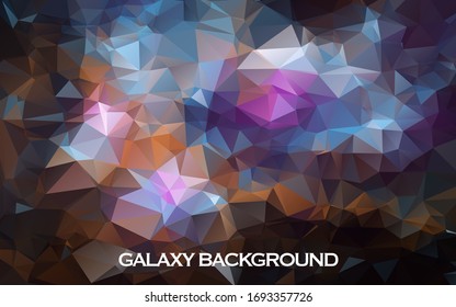 Polygonaler Hintergrund mit Nebel und Sternen. Magische Farbe Unendliches Universum und Sternennacht. Vektorillustration-Illustration für Plakatdesign. Hochtechnologie, Milchstraße Konzept. 