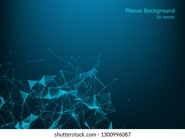 Polygonal space wireframe background communication. Global network connections template. Complex lines and dots backdrop. Digital data visualization. Low poly illustration.