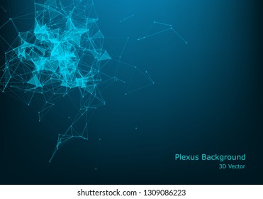Polygonal space wireframe background communication. Global network connections template. Complex lines and dots backdrop. Digital data visualization. Low poly illustration. 