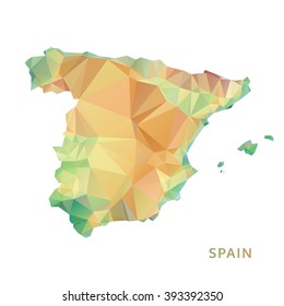 polygonal spain map, polygon abstract map, isolated vector