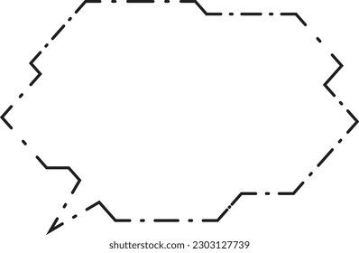 Polygonal speech bubble, single-pointed line, white fill
