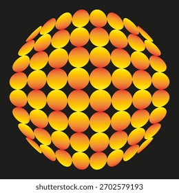 Polygonal sphere globe. Orange yellow gradient. Abstract Vector technology. Geometric planet shape.