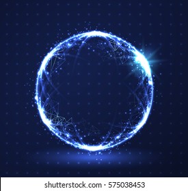 polygonal sphere HUD element technology background