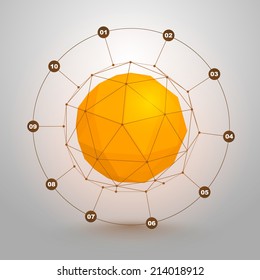 Polygonal sphere of information. Vector illustration