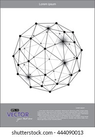 Polygonal sphere isolated on white, vector illustration, eps-10