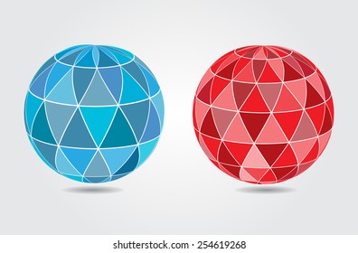 Polygonal sphere.Abstract logo design.Vector illustration.