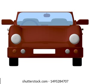 Polygonal sports car. Front view. Vintage red car without a roof. 3D. Vector illustration.