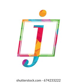 polygonal square initial letter j lowercase geometrical logo