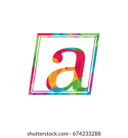 polygonal square initial letter a lowercase geometrical logo