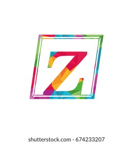 polygonal square initial letter z lowercase geometrical logo