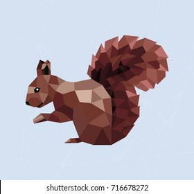 Polygonal squirrel. Vector illustration. T-shirt design and printing.