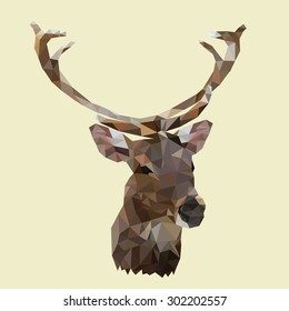 polygonal stag, polygon deer, animal vector illustration