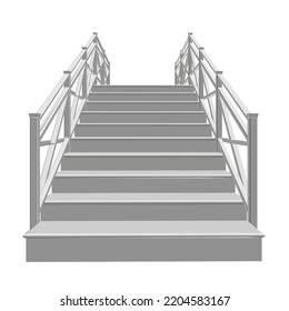 Modelo de escalera poligonal aislado en fondo blanco. Vista inferior. 3 D. Ilustración vectorial.