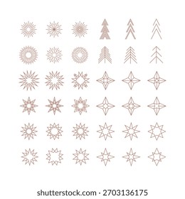 Estrella poligonal de diferentes Formas conjunto de silueta de flash. Decoración de Navidades.