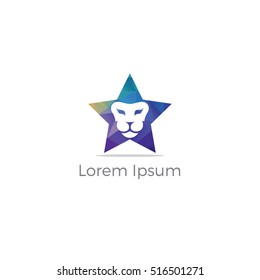 Polygonal Star lion vector, Low poly lion 