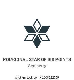 Polygonal star of six points glyph icon vector on white background. Flat vector polygonal star of six points icon symbol sign from modern geometry collection for mobile concept and web apps design.