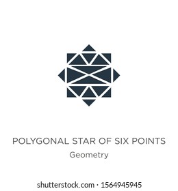 Polygonal star of six points icon vector. Trendy flat polygonal star of six points icon from geometry collection isolated on white background. Vector illustration can be used for web and mobile 