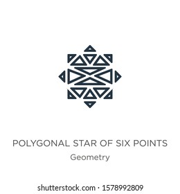 Polygonal star of six points icon. Thin linear polygonal star of six points outline icon isolated on white background from geometry collection. Line vector sign, symbol for web and mobile