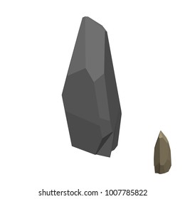 Polygonal stone.  Isolated on white background. 3d Vector illustration. Isometric view.