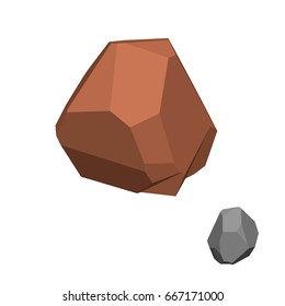 Polygonal stone.  Isolated on white background. 3d Vector illustration. Isometric view.
