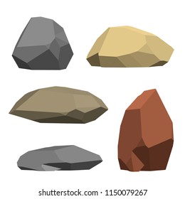 Polygonal stone set. Isolated on white background.3d Vector illustration.