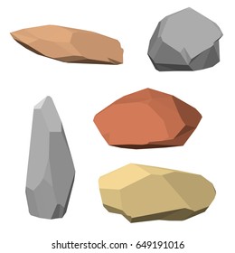 Polygonal stone set. Isolated on white background.3d Vector illustration.
