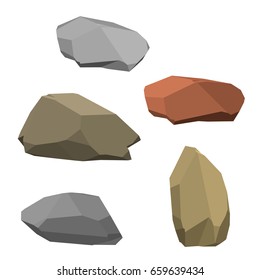 Polygonal stone set. Isolated on white background.3d Vector illustration.