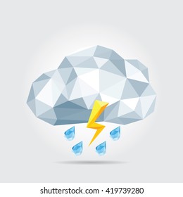 Polygonal Storm, Weather Icon in Vector
