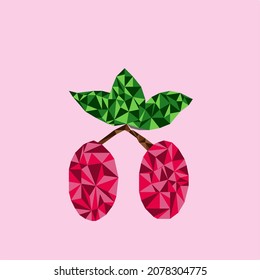 Fresas poligonales. Un poste bajo. Ilustración vectorial.
