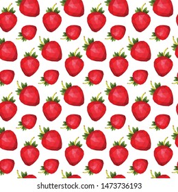 Polygonal strawberry seamless pattern on a white background.