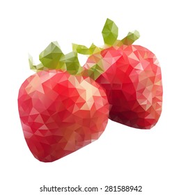 Polygonal strawberry. Vector illustration
