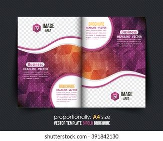 Polygonal Style Colorful Business Bi-Fold Brochure Design. Corporate Leaflet, Cover Template