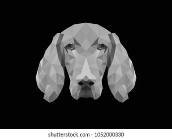 Polygonal style dog vizsla. Vector abstract illustration