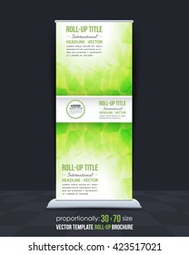 Polygonal Style Green Colors Roll-Up Design, Isolated Banner