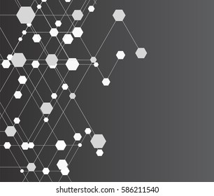 Polygonal style with hexagon and line dot. Modern tech connection style on white background. Vector illustration. 