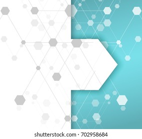 Polygonal style with hexagon shadows and line dot. Modern tech connection style on white background. Vector illustration. Geometric tech figures. Can be used web banners or flyers. EPS 10.