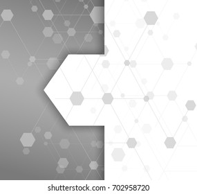 Polygonal style with hexagon shadows and line dot. Modern tech connection style on white background. Vector illustration. Geometric tech figures. Can be used web banners or flyers. EPS 10.