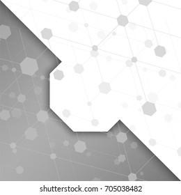 Polygonal style with hexagon shadows and line dot. Modern tech connection style on white background. Vector illustration. Geometric tech figures. Can be used web banners or flyers. EPS 10.