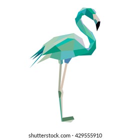 Polygonal Style Illustration flamingo. Low poly illustration