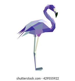 Polygonal Style Illustration flamingo. Low poly illustration