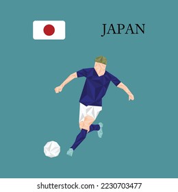 polygonal style japan soccer player